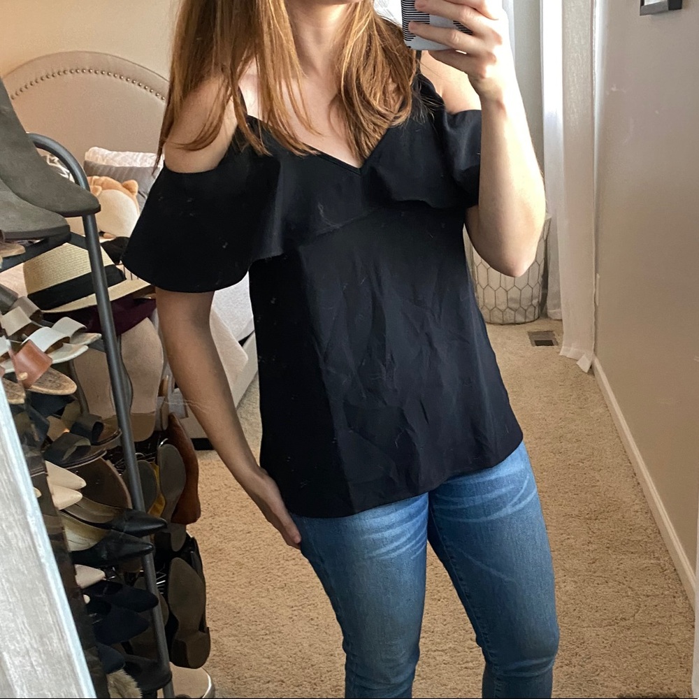 Ann Taylor Cut-Out Shoulder Blouse